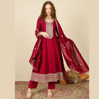 Embroidered Sequinned Anarkali Kurta