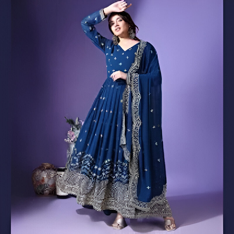 Floral Embroidered Georgette Anarkali Kurta