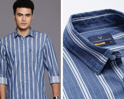 Pure Cotton Custom Slim Fit Striped Casual Shirt