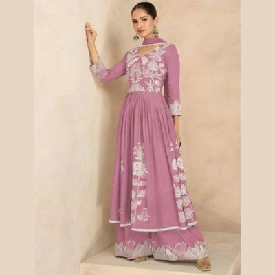 Embroidery Flared Anarkali Suit Set