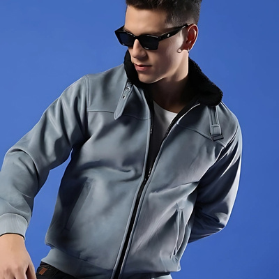 CAMPUS SUTRA Bomber Jacket with Zip Front