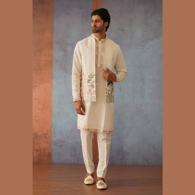 Kalpraag – Off-White Sequined Kurta Set