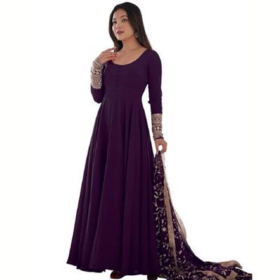 Anarkali Gown with Embroidered Dupatta