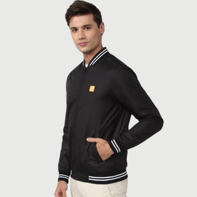 Van Heusen ACADEMY Men Black Bomber Jacket