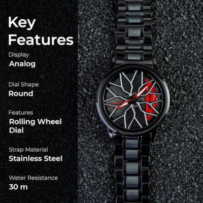 SKMEI Car Wheel Watch – Black
