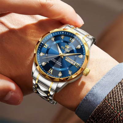 OLEVS Men's Business Watch – Gold Blue