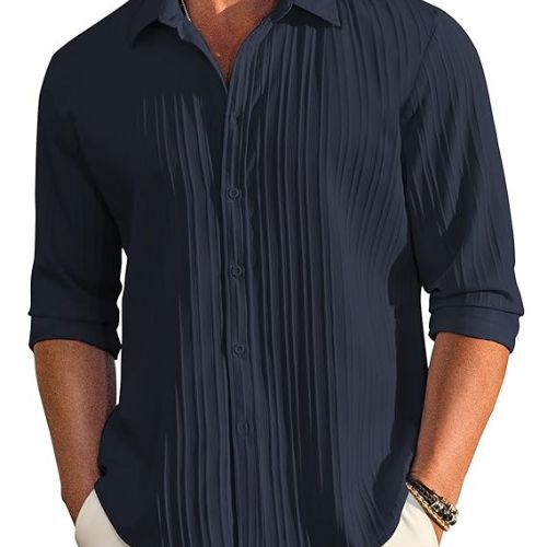 DEELMO – Men's Casual Button Down Linen Shirt